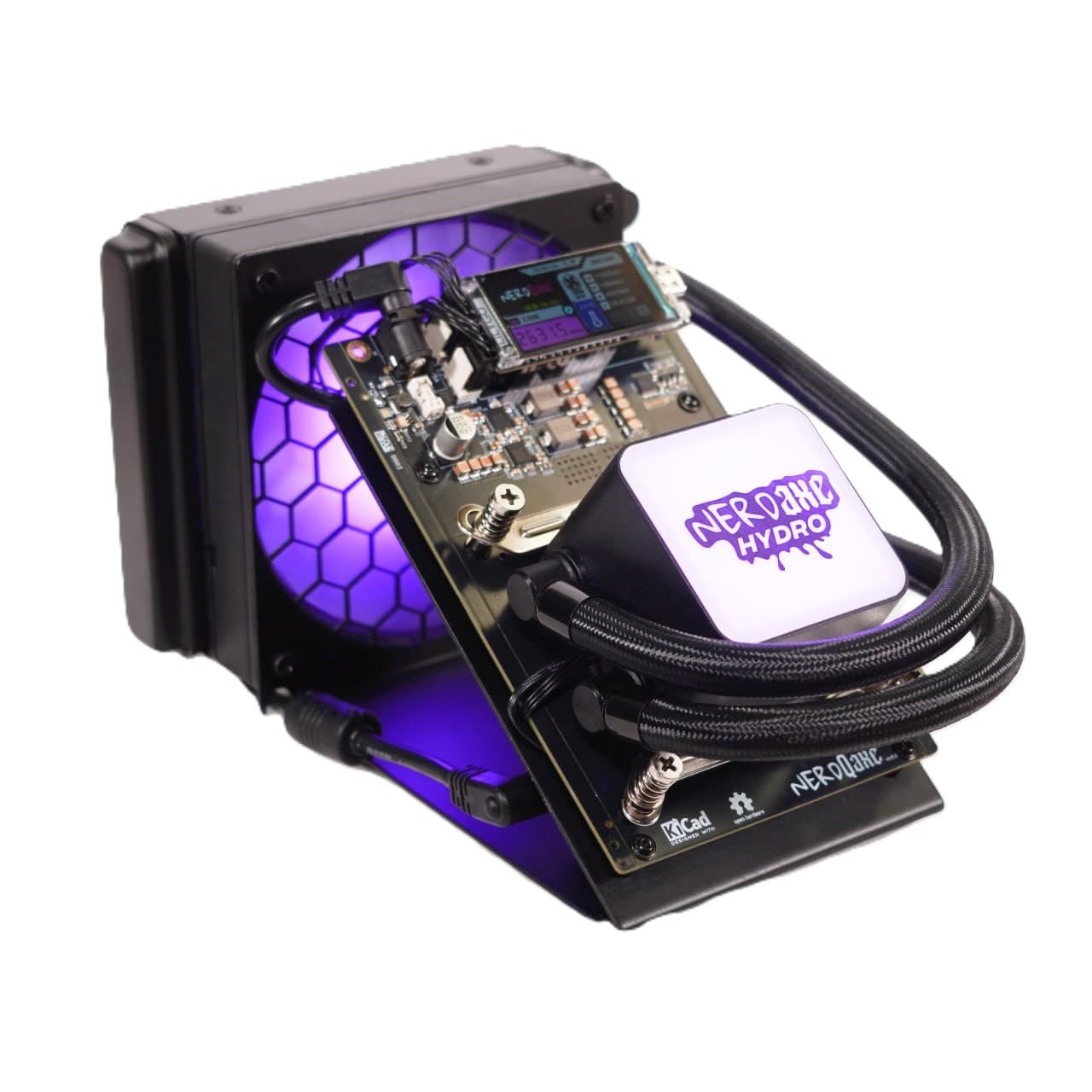 NerdMiner NerdQaxe+ Hydro 2.5T – hydro-cooled Bitcoin ASIC miner