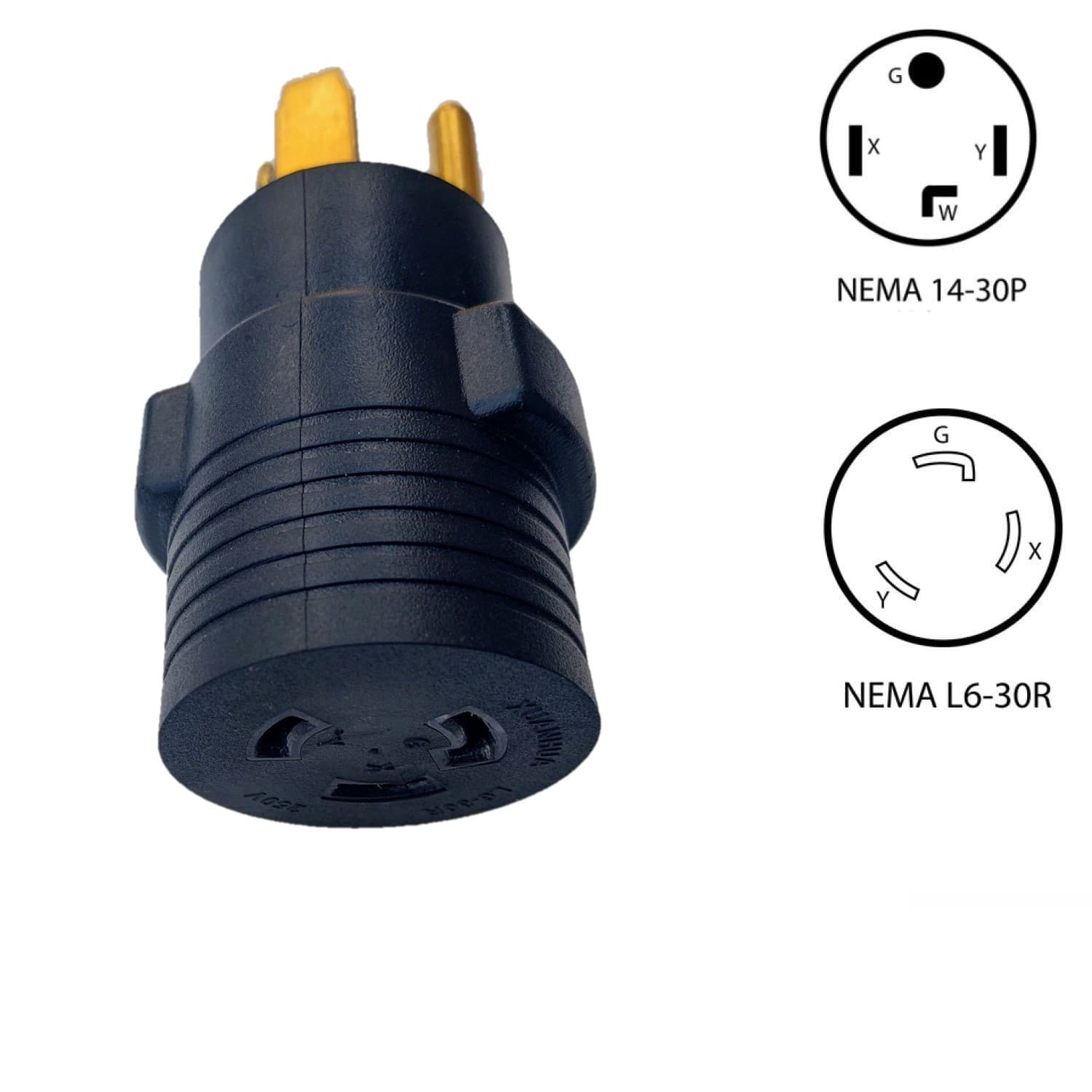 4-Prong Dryer Outlet to L6-30R Locking Adapter, 30A, 250V
